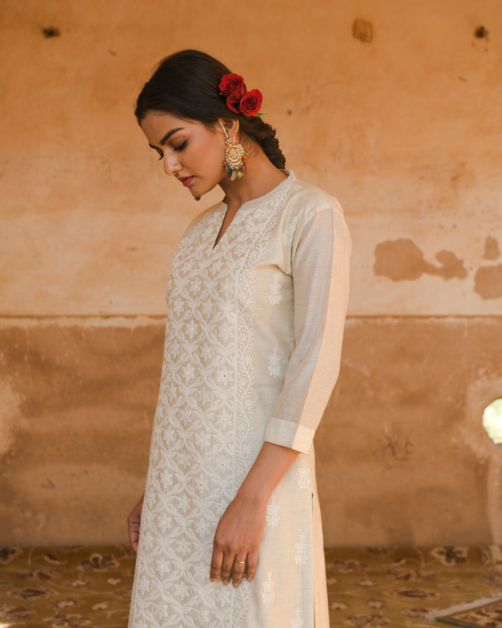 OFF-WHITE CHANDERI KURTA
