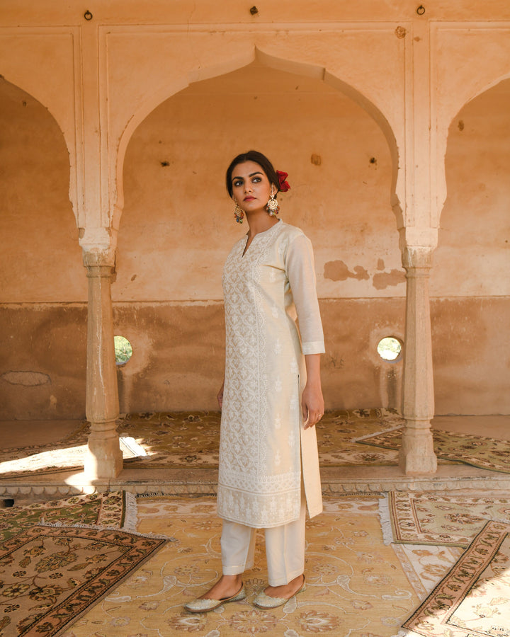 OFF-WHITE CHANDERI KURTA