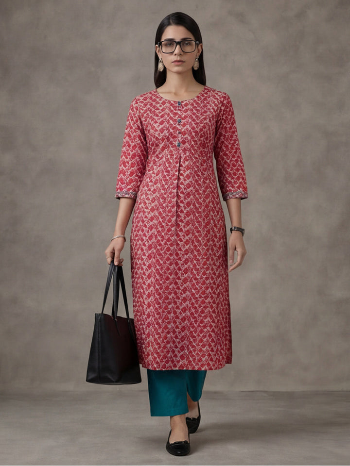 Floral Printed Straight Pure Cotton Kurta
