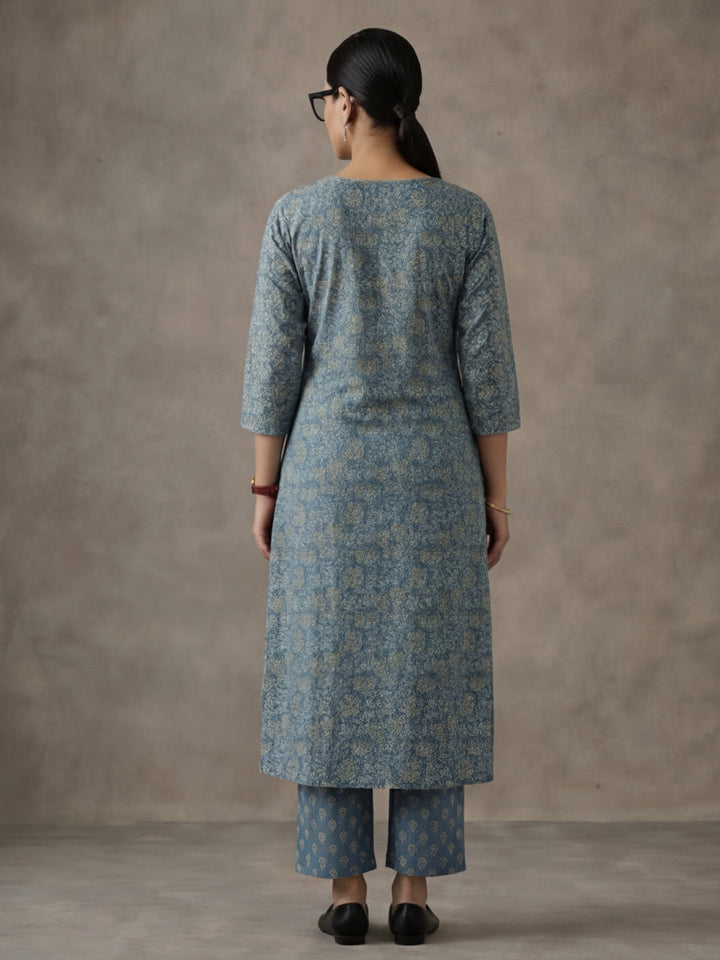 Ethnic Printed Cotton Kurta Set With Dupatta