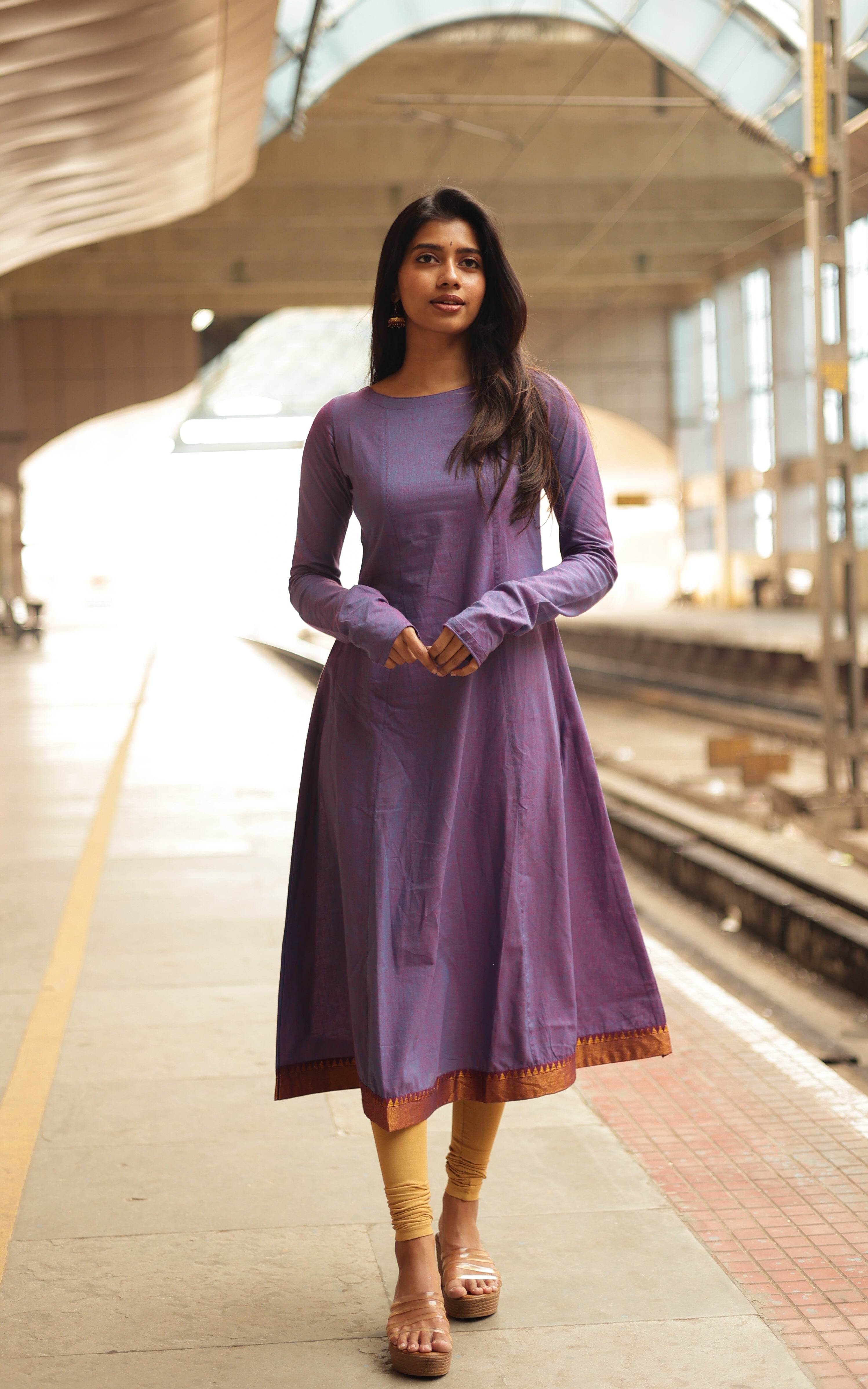 Kadhalar Dhinam Dark Purple (Kurti+Dupatta)