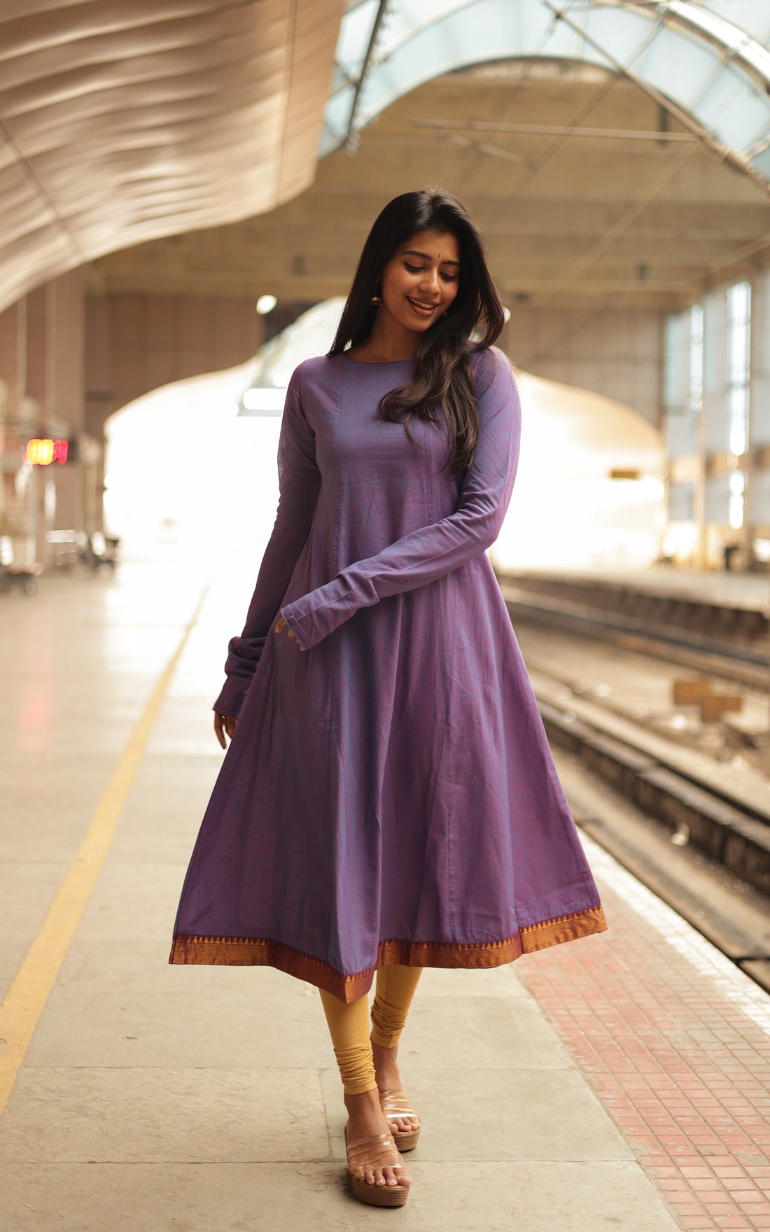 Kadhalar Dhinam Dark Purple (Kurti+Dupatta)