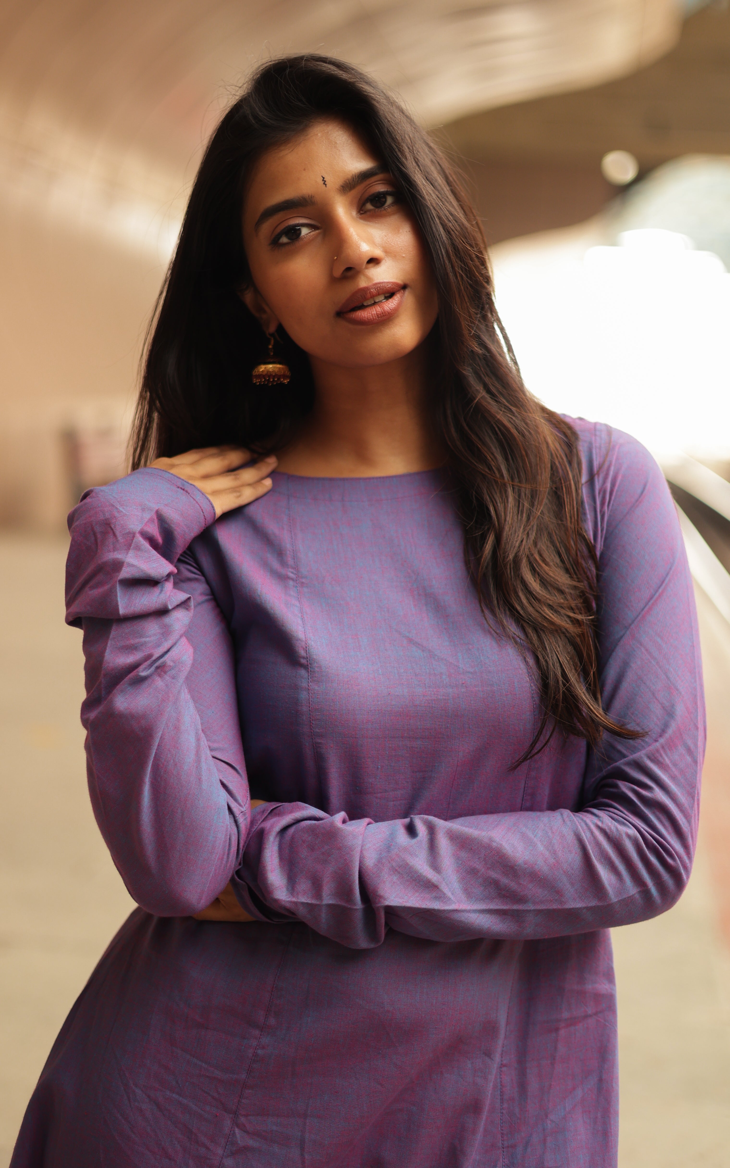 Kadhalar Dhinam Dark Purple (Kurti+Dupatta)