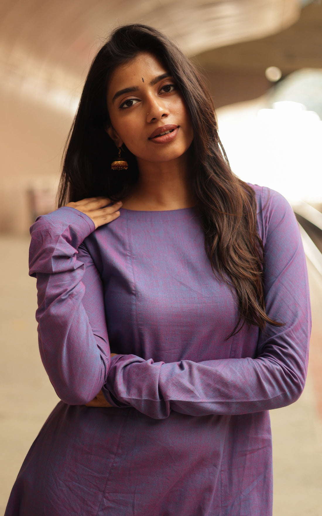 Kadhalar Dhinam Dark Purple (Kurti+Dupatta)