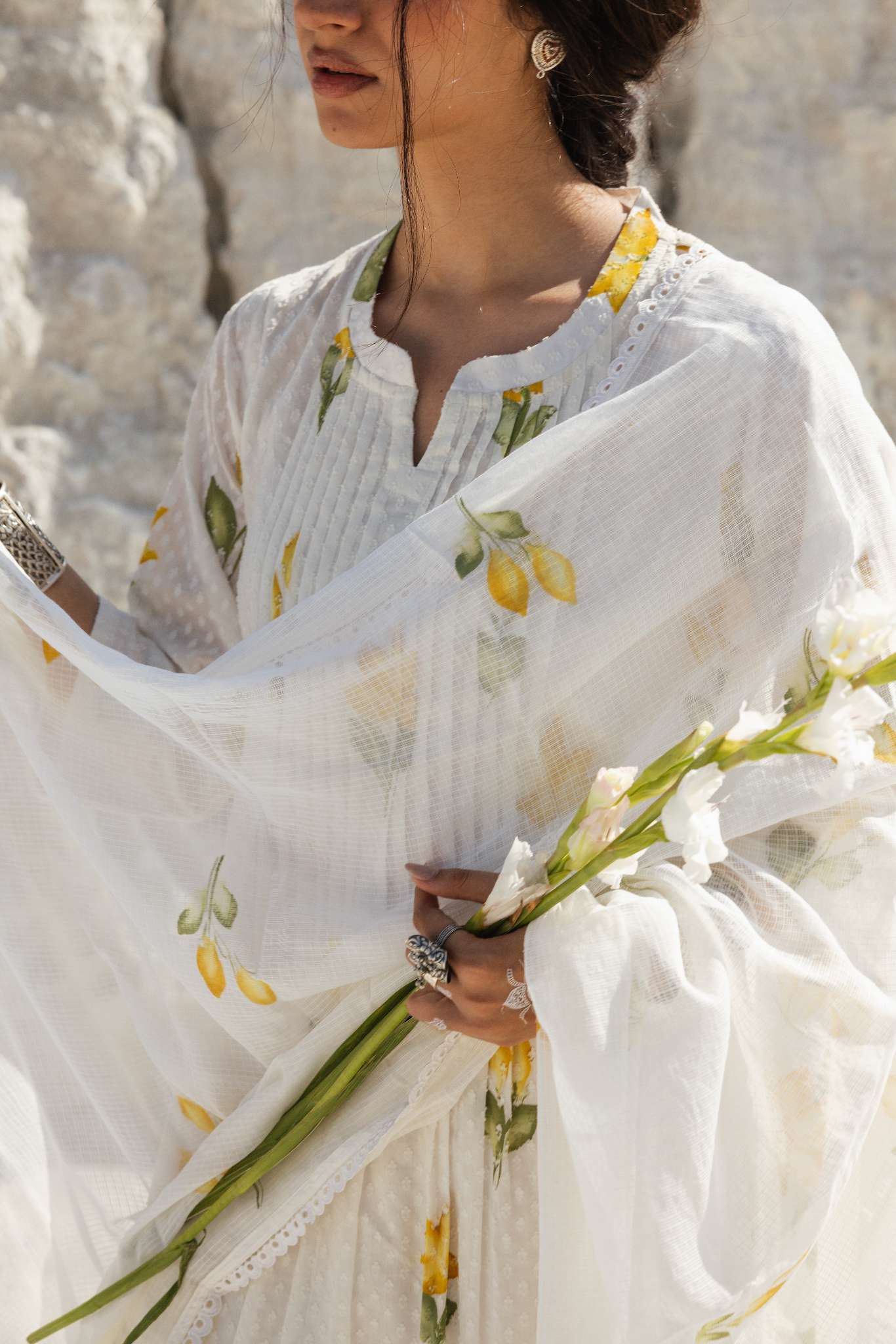 HAND PAINTED YELLOW KURTA SET