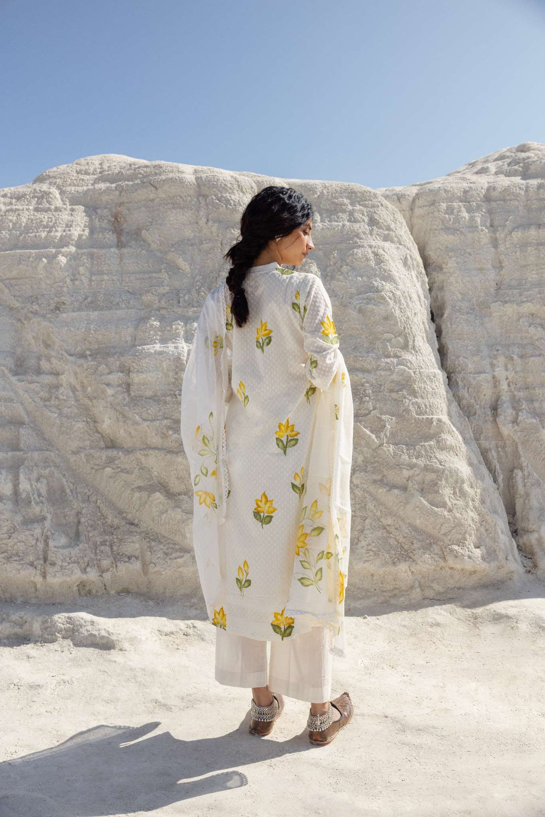 HAND PAINTED YELLOW KURTA SET