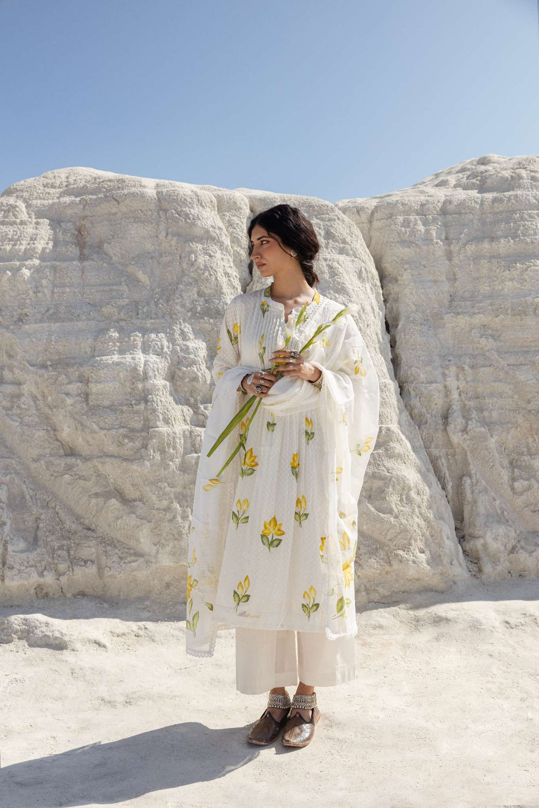 HAND PAINTED YELLOW KURTA SET