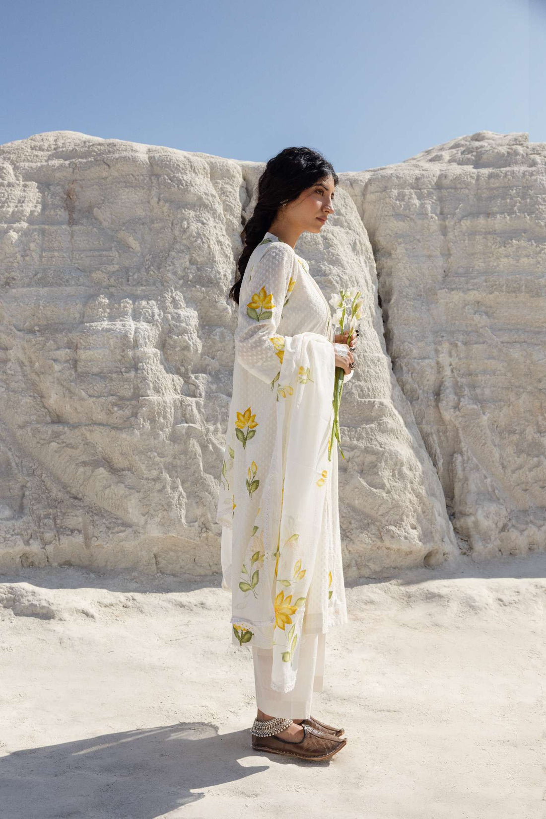 HAND PAINTED YELLOW KURTA SET