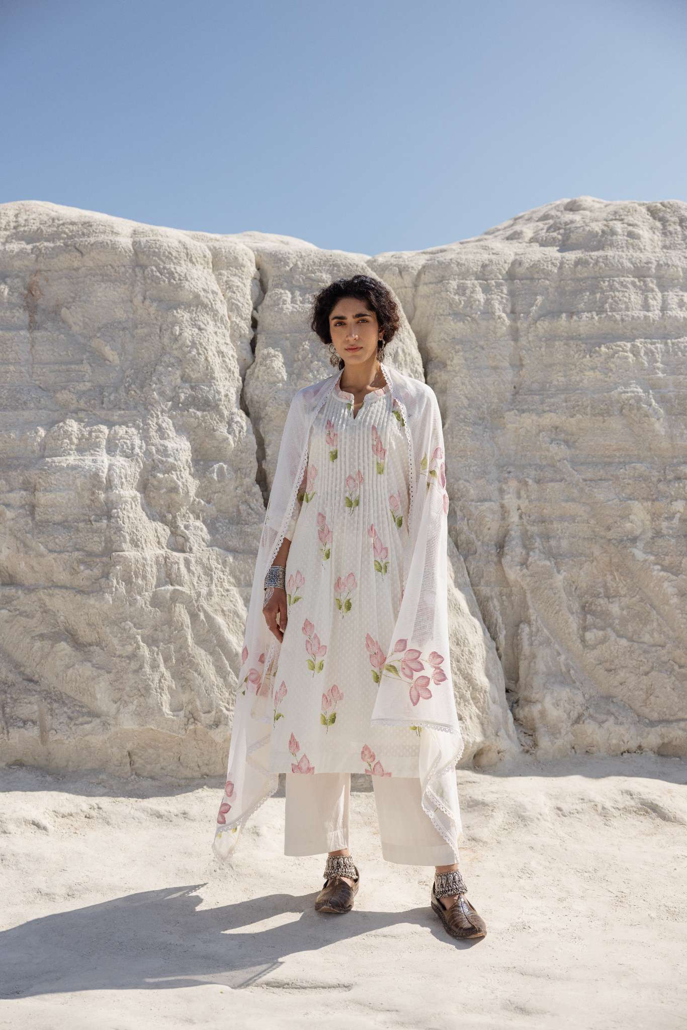 LIGHT PINK HAND PAINTED KURTA SET