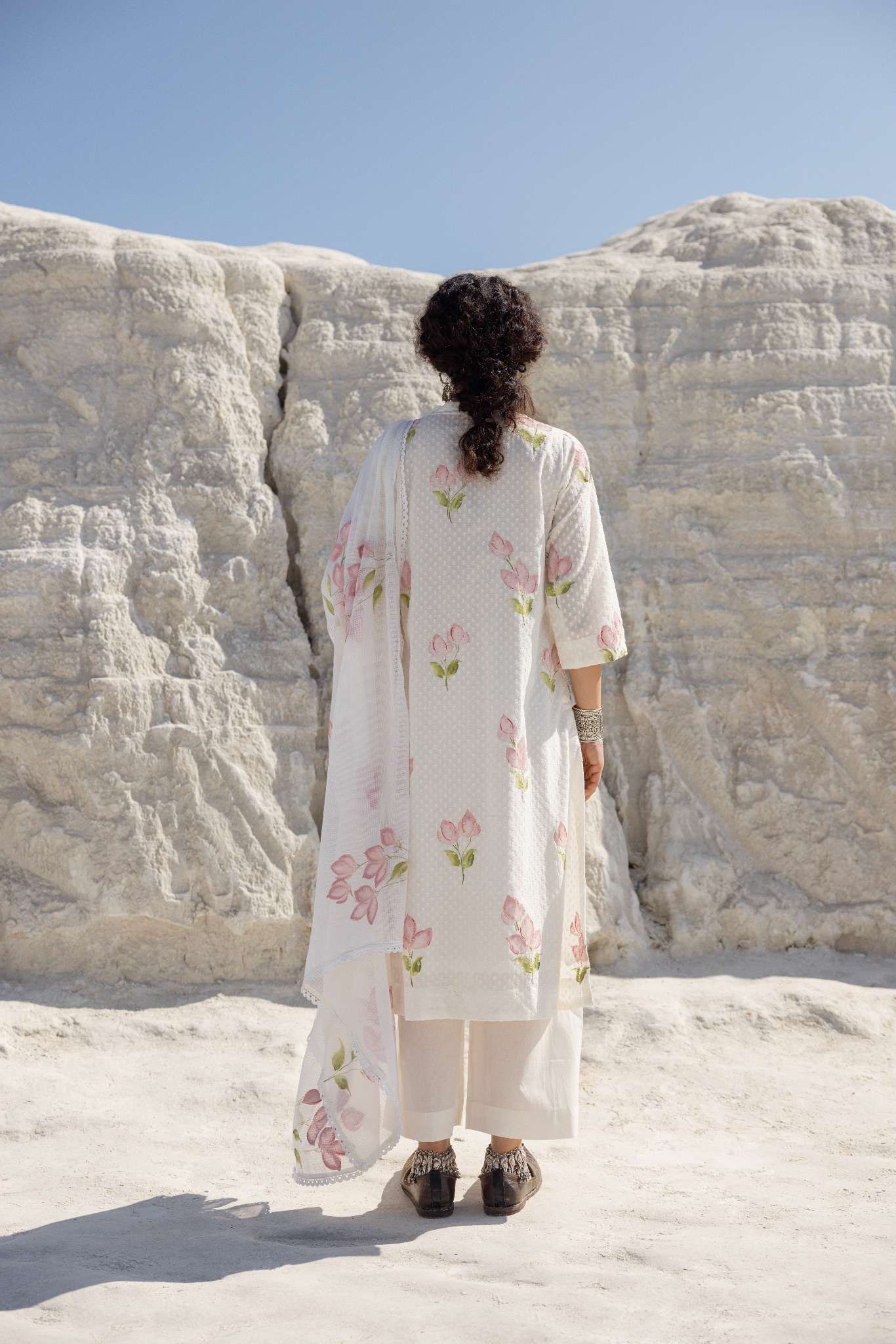 LIGHT PINK HAND PAINTED KURTA SET