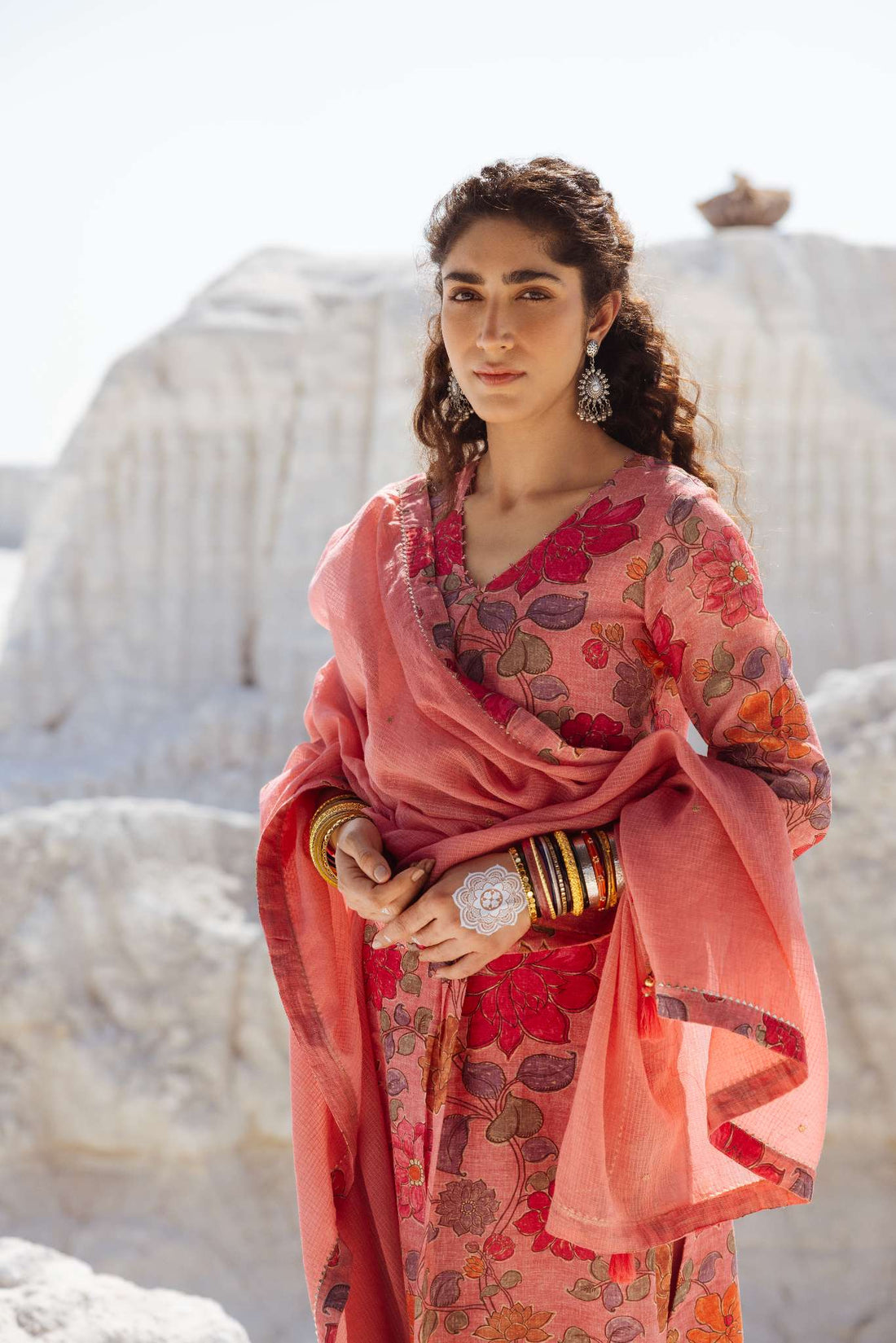 ROSE PINK LINEN KURTA SET