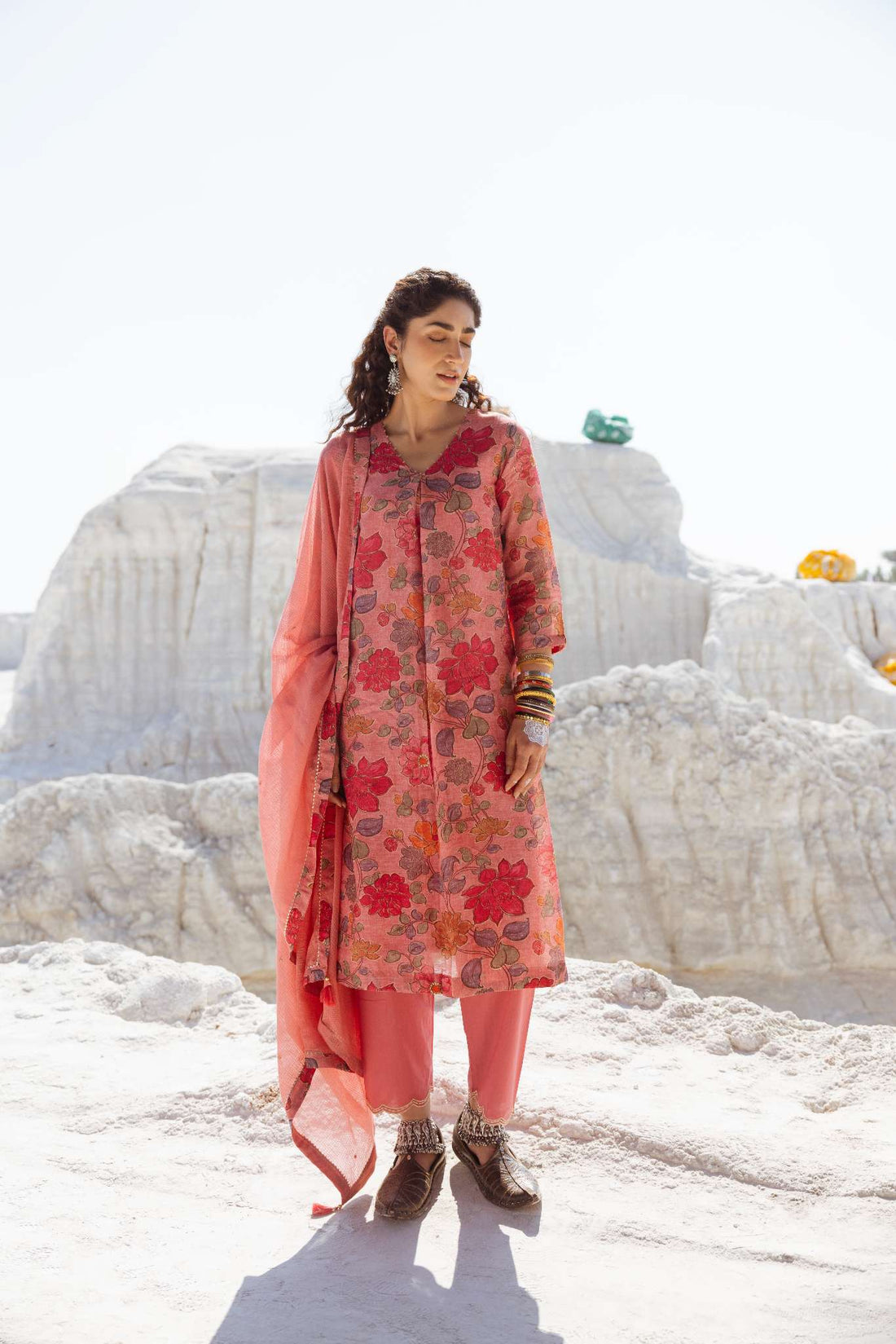 ROSE PINK LINEN KURTA SET