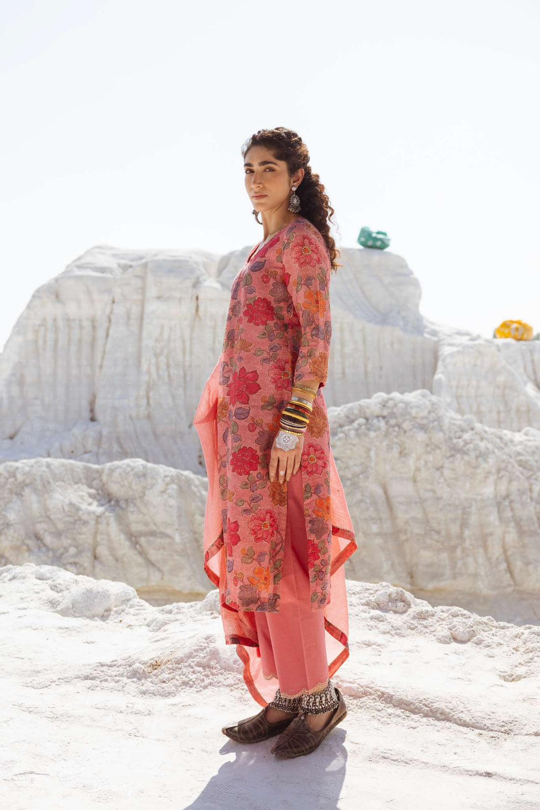ROSE PINK LINEN KURTA SET