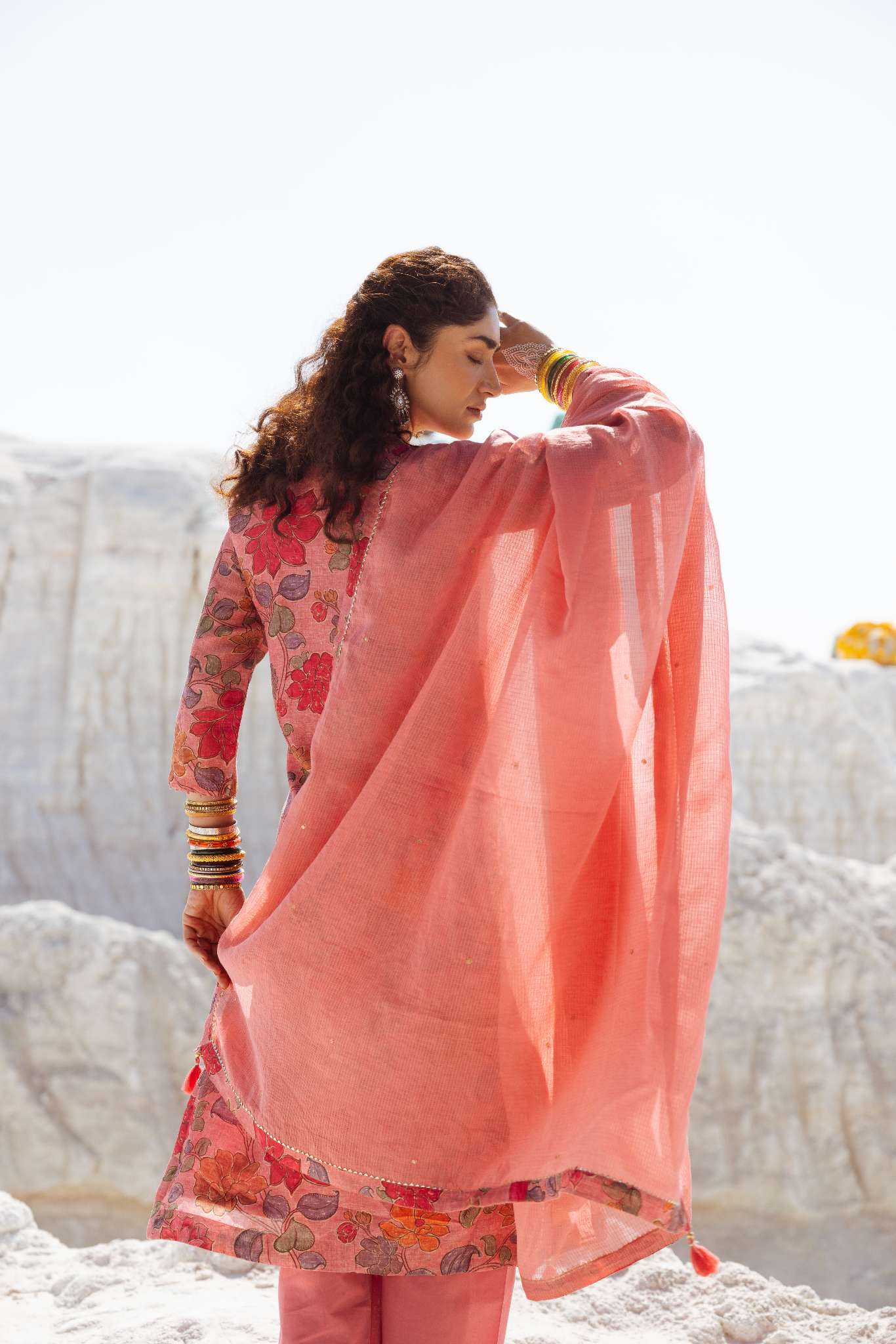 ROSE PINK LINEN KURTA SET