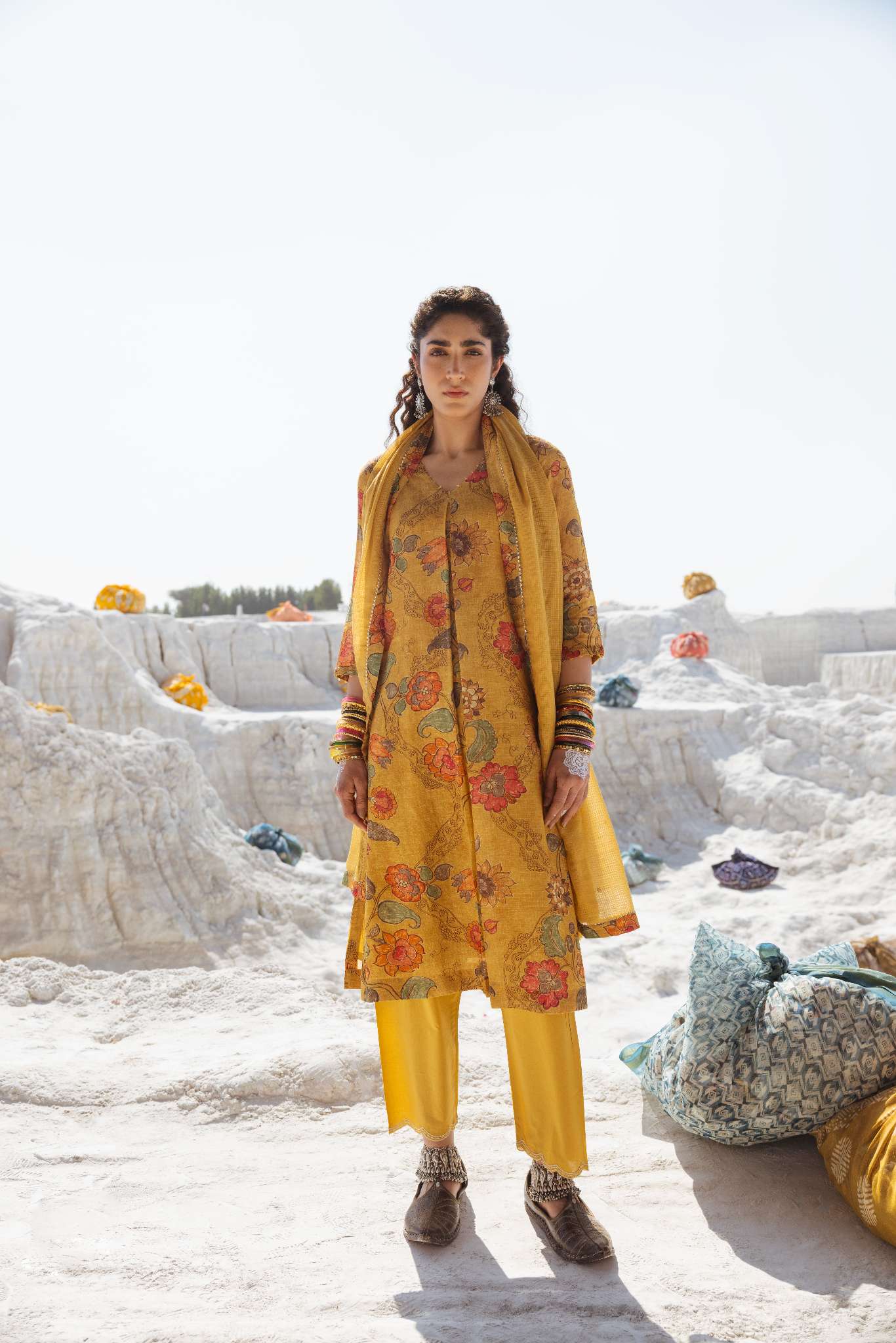 MUSTARD LINEN KURTA SET