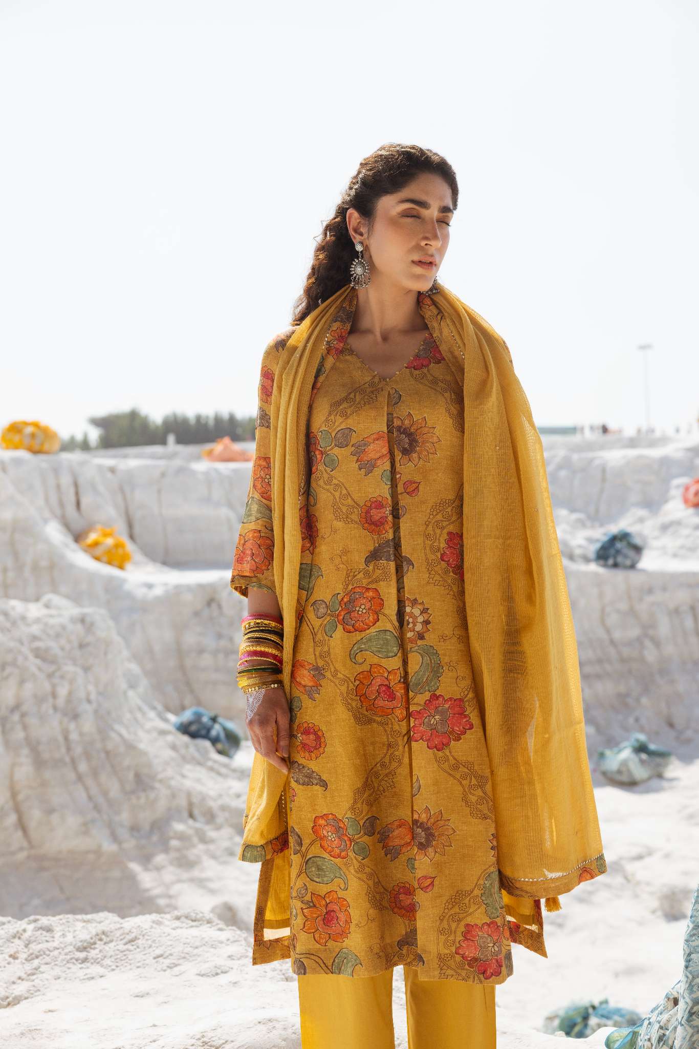 MUSTARD LINEN KURTA SET