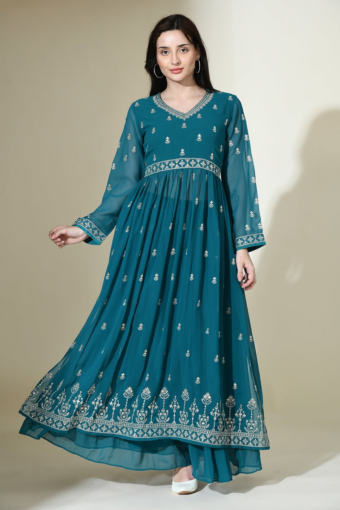 Green Embroidered Kurta 3 Pcs Set