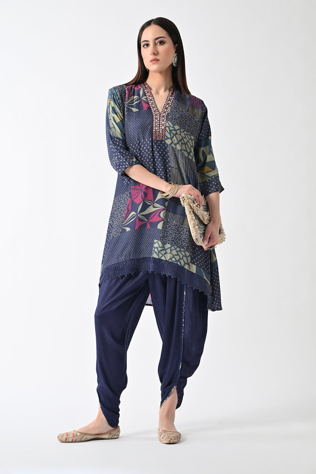Blue Printed Kurta 2 Pcs Set