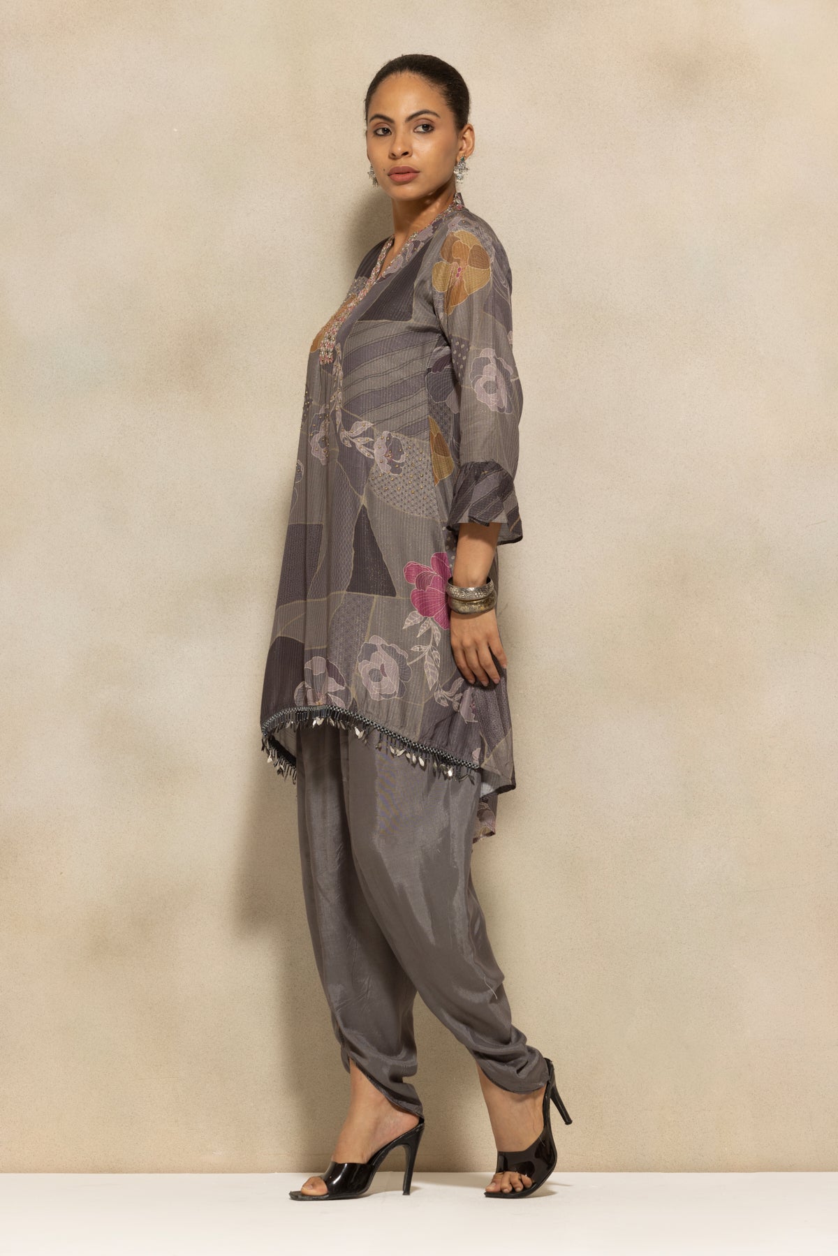 Grey Printed Kurta 2 Pcs Set
