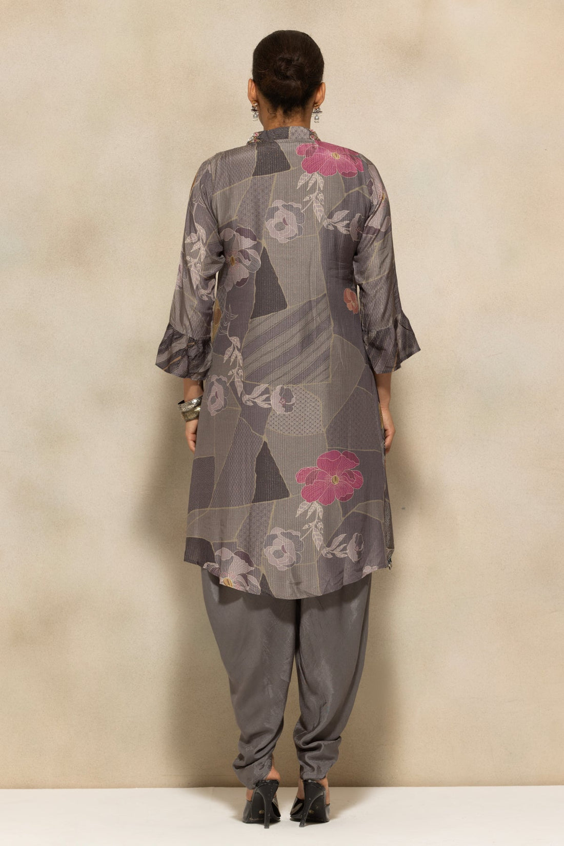 Grey Printed Kurta 2 Pcs Set
