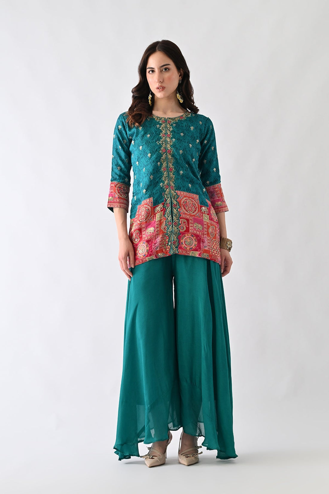 Green Zari Embroidered Co-Ord Set