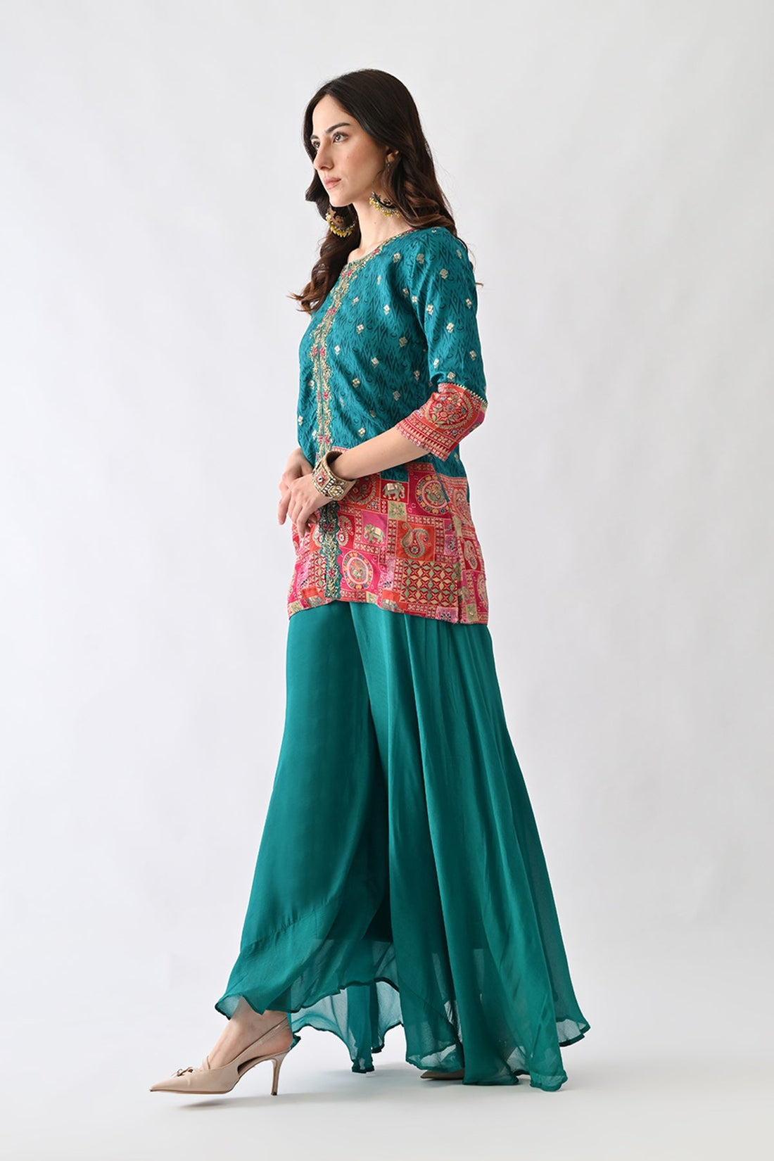 Green Zari Embroidered Co-Ord Set