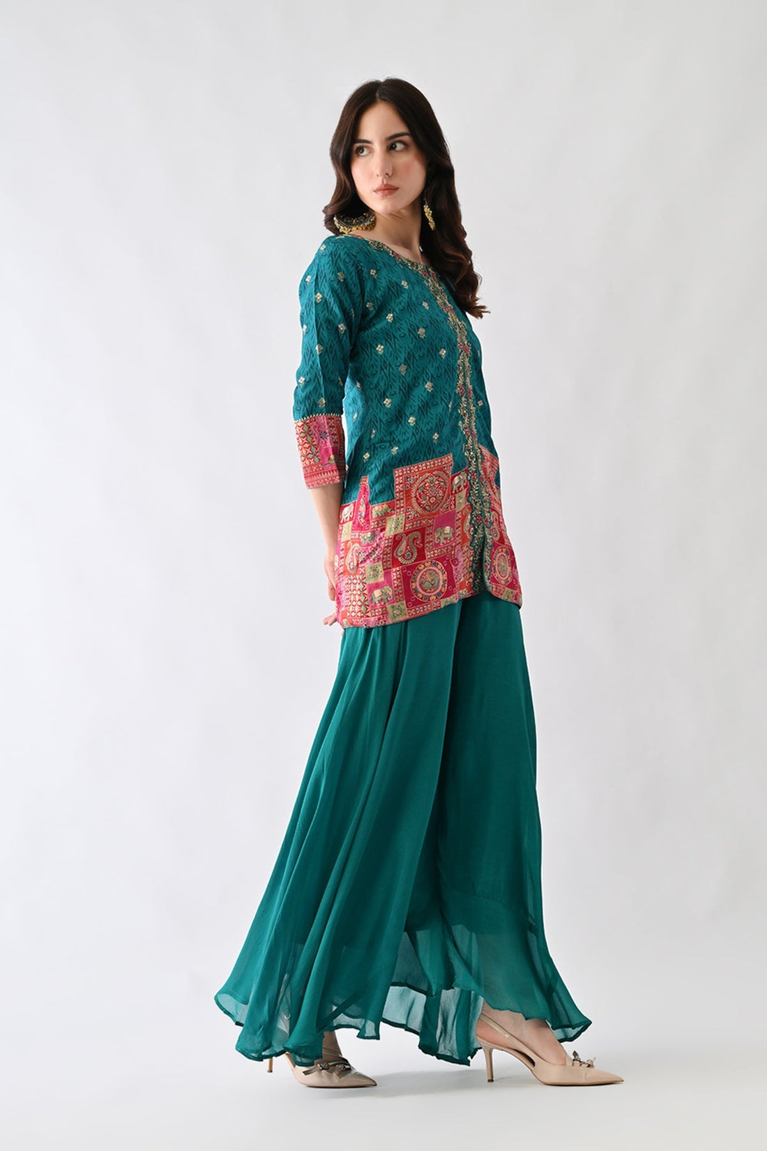 Green Zari Embroidered Co-Ord Set
