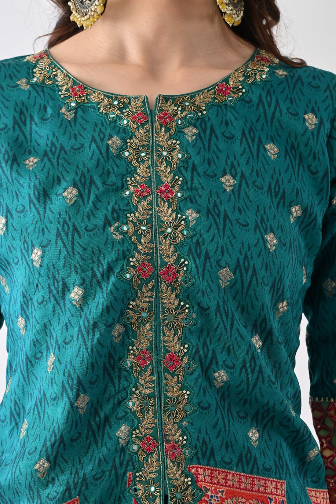 Green Zari Embroidered Co-Ord Set