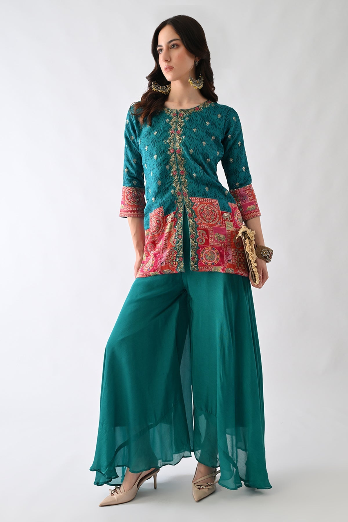 Green Zari Embroidered Co-Ord Set