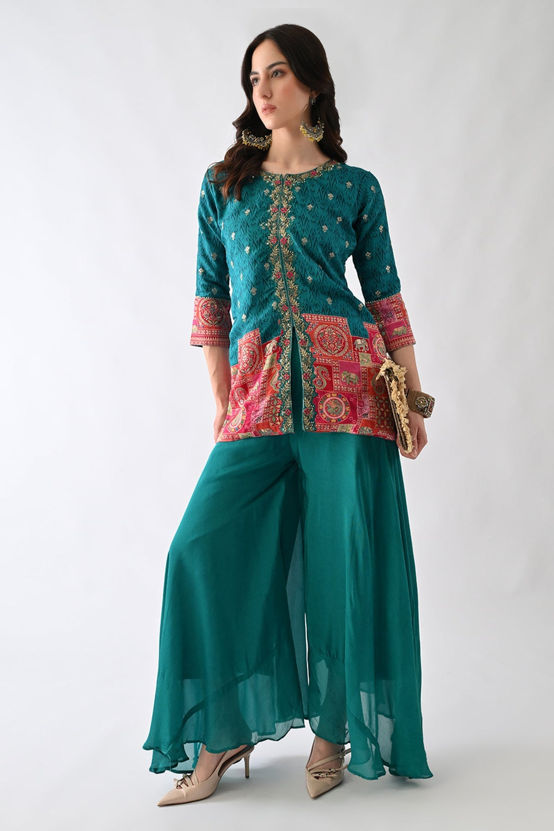 Green Zari Embroidered Co-Ord Set