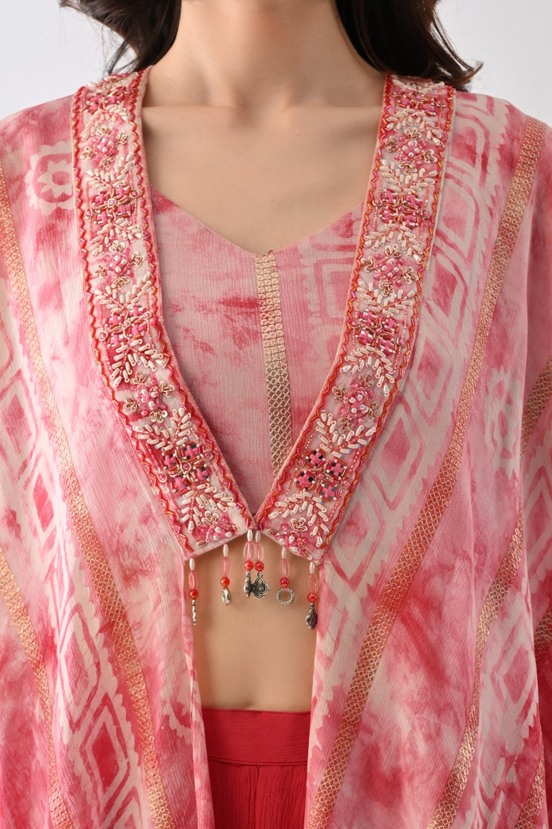 Pink Printed Kaftan 3 Pcs Set