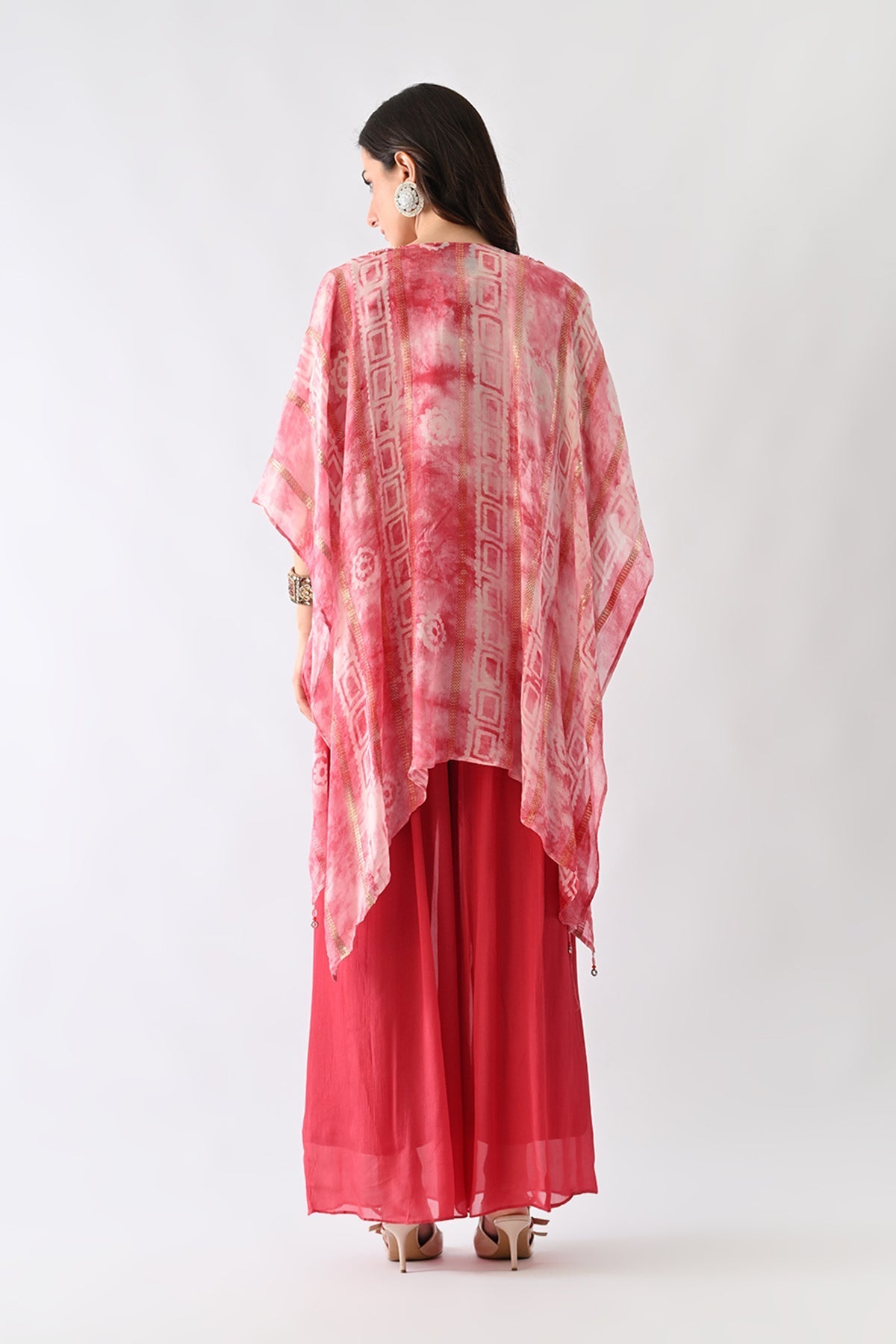 Pink Printed Kaftan 3 Pcs Set