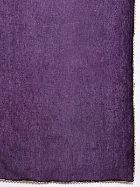zeyvelle Purple Bandhani Printed Anarkali Kurta With Bottom And Dupatta