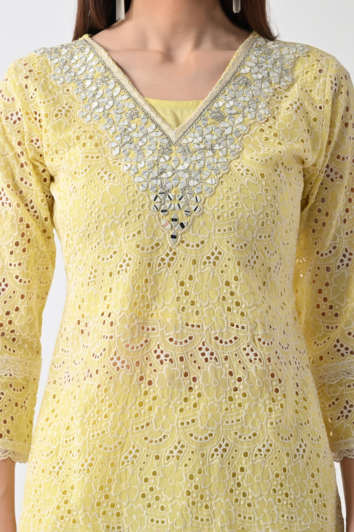 Yellow Embellished Kurta 2 Pcs Set