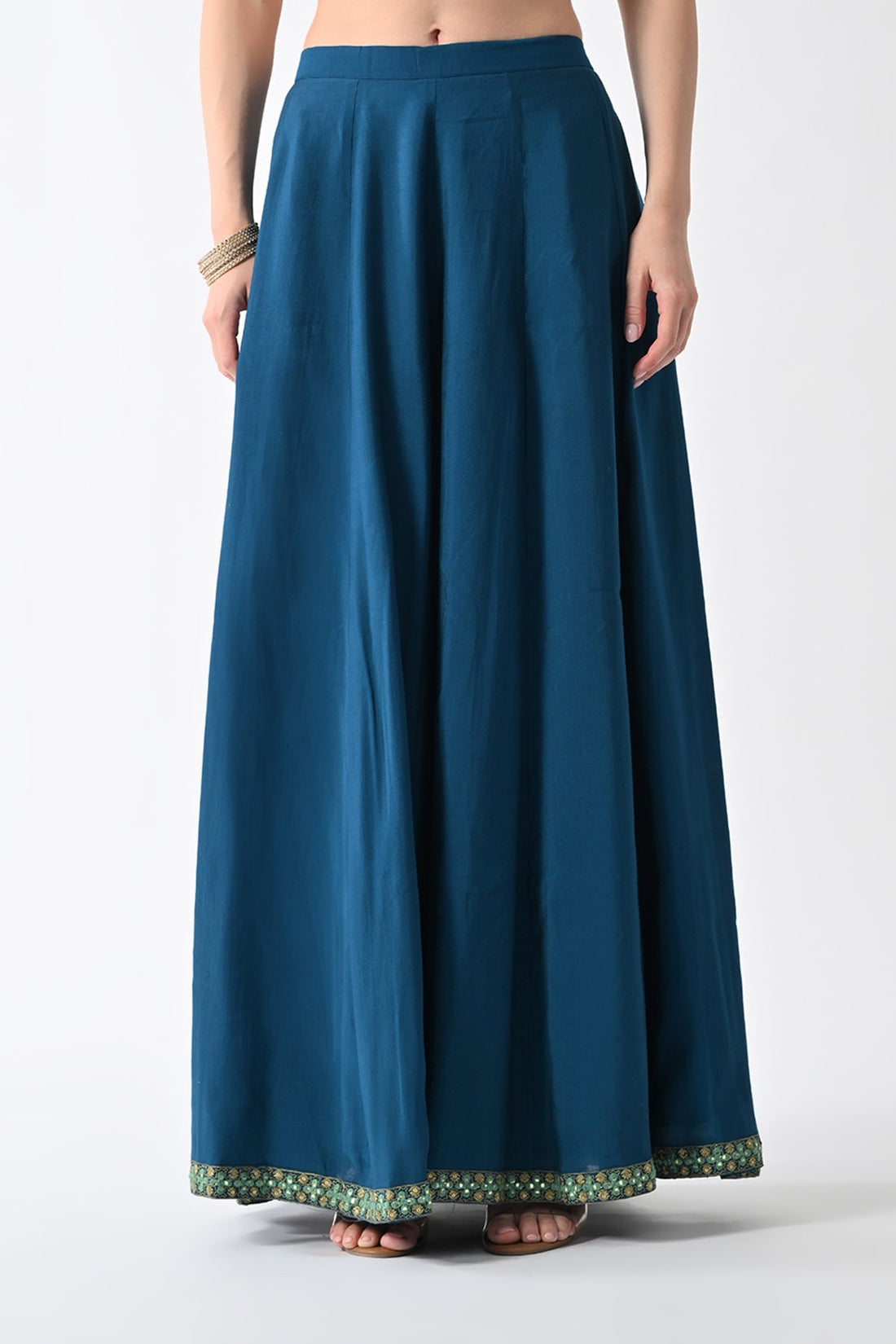 Teal Yoke Embroidered Kurta 3 Pcs Set