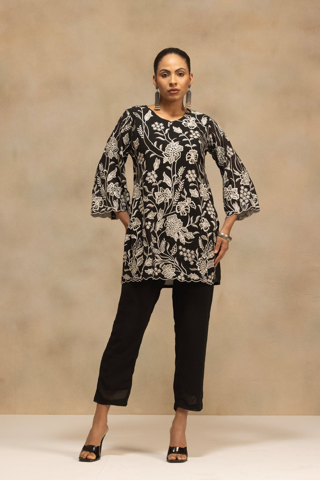 Black Embroidered Co-Ord Set