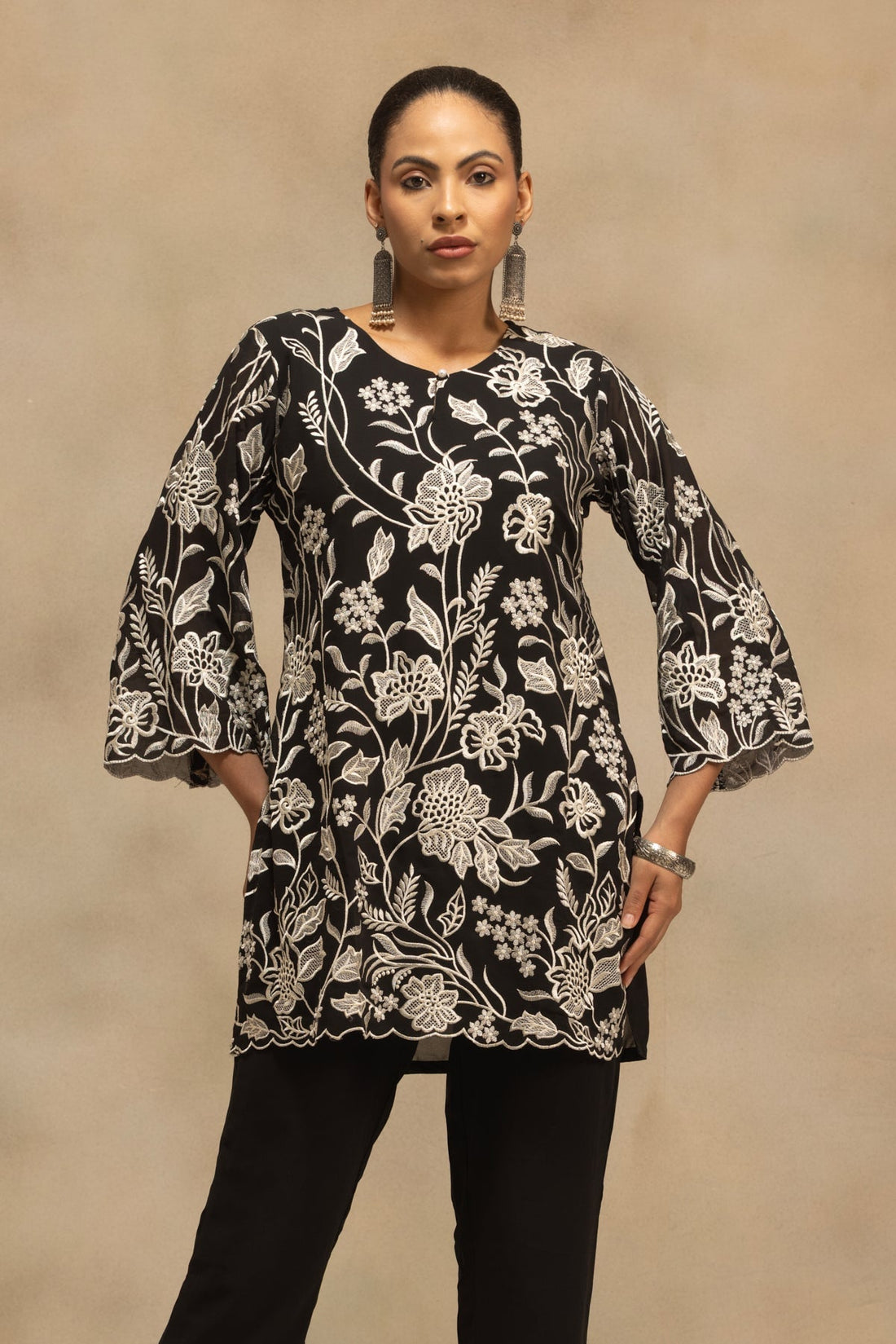 Black Embroidered Co-Ord Set