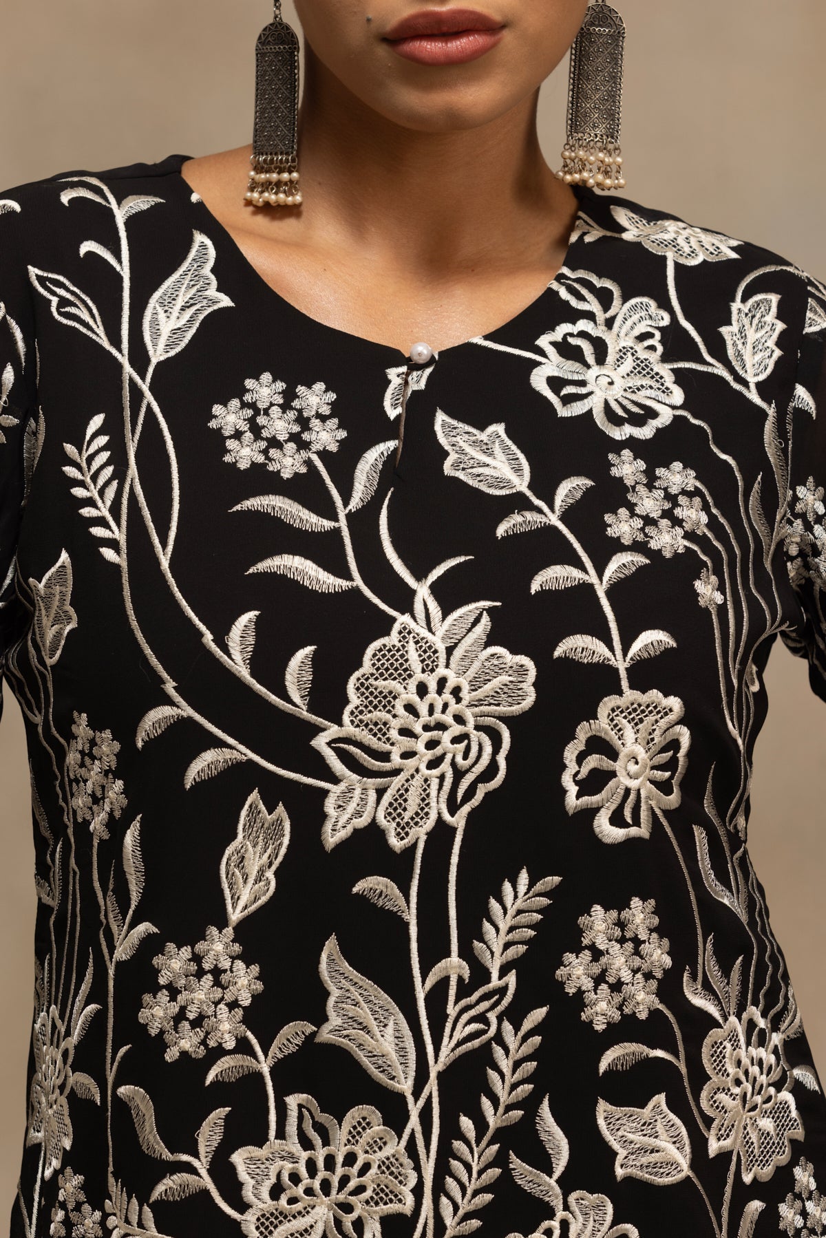 Black Embroidered Co-Ord Set