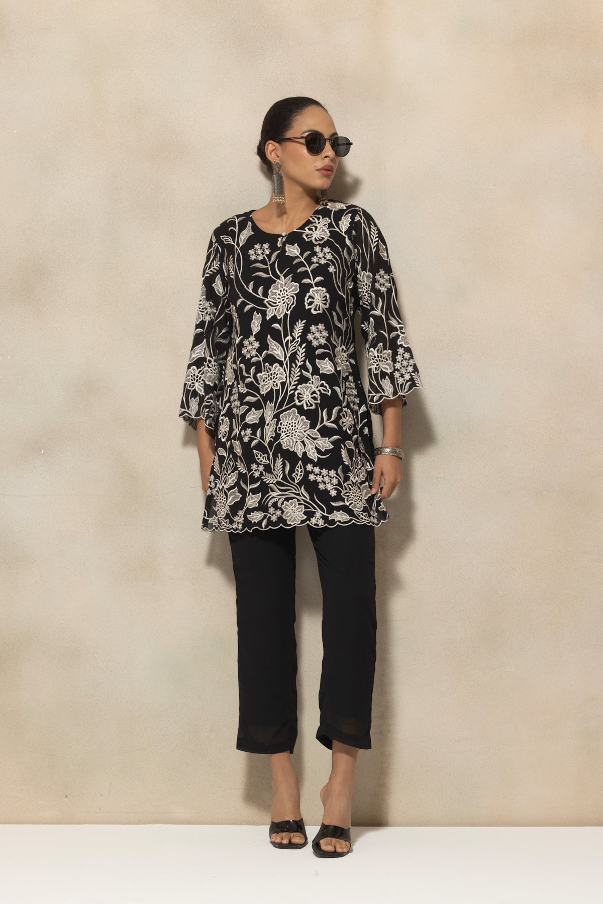 Black Embroidered Co-Ord Set