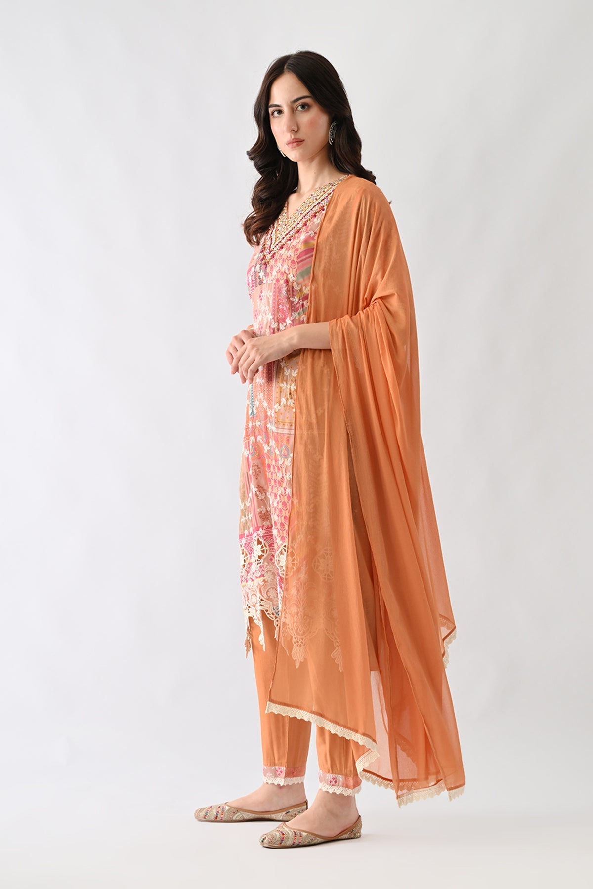 Multi Embroidered Straight Kurta 3 Pcs Set