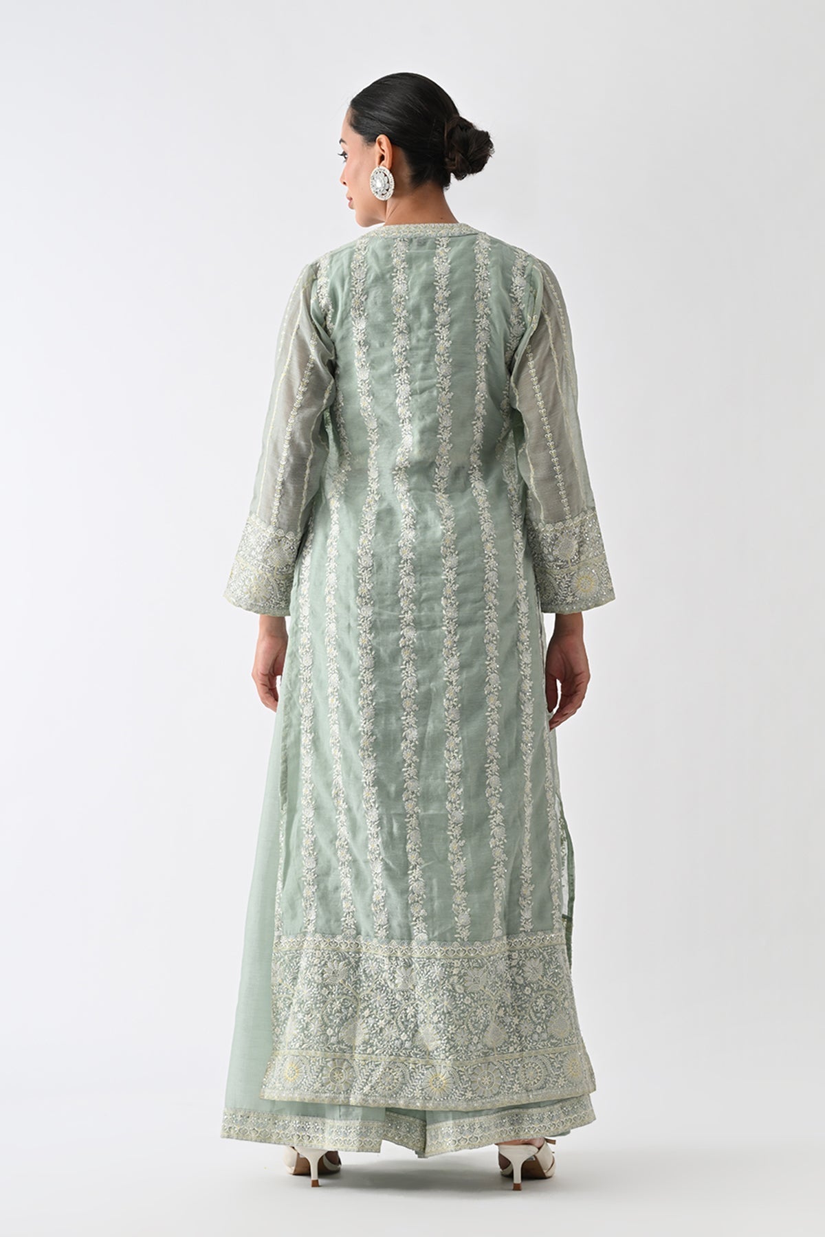 Green Embroidered Co-Ord 3 Pcs Set