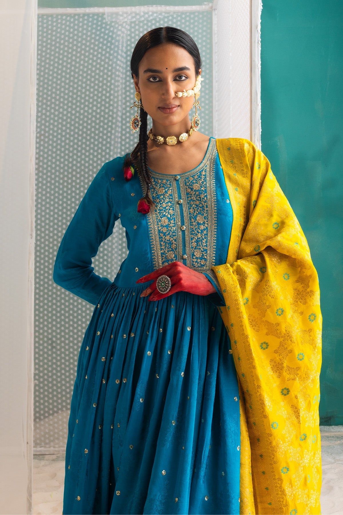 Green Embroidered Kurta 3 Pcs Set