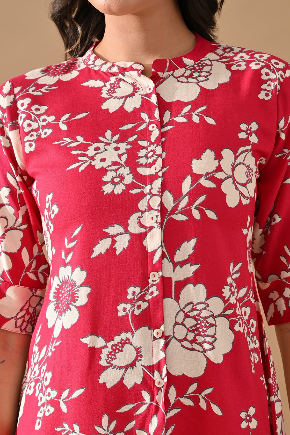 Magenta Printed Straight Top