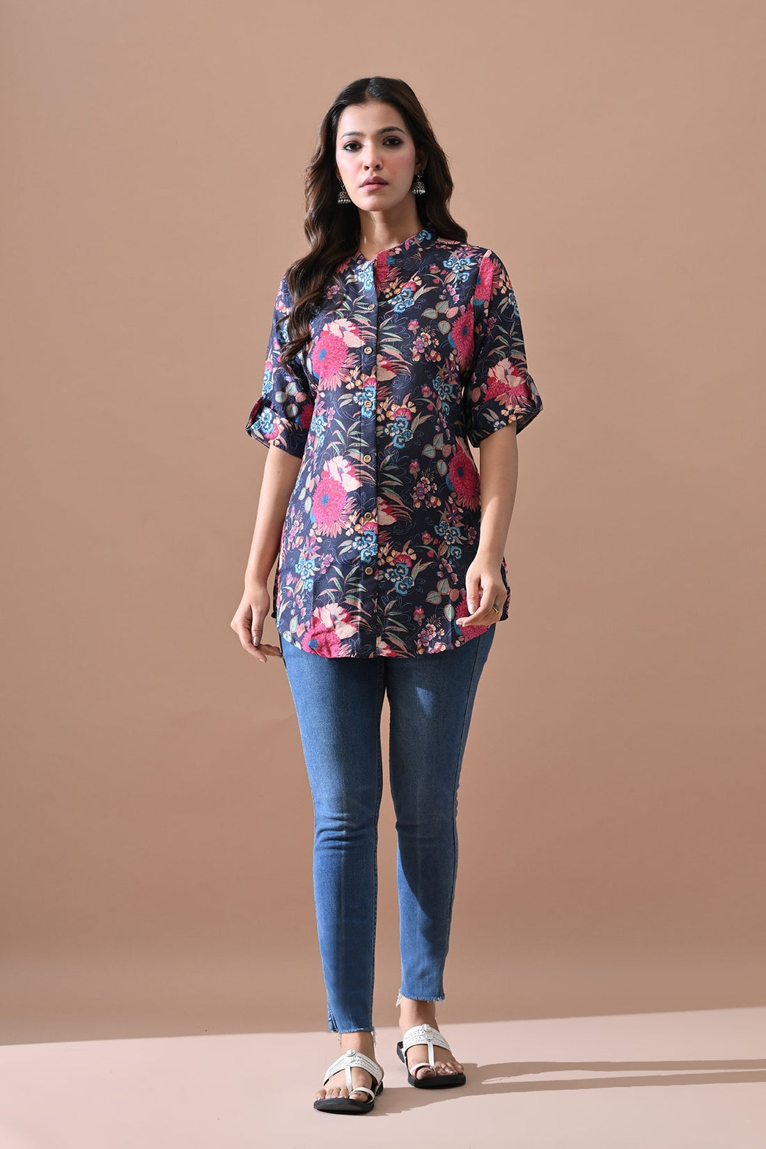 Blue Floral Printed Top