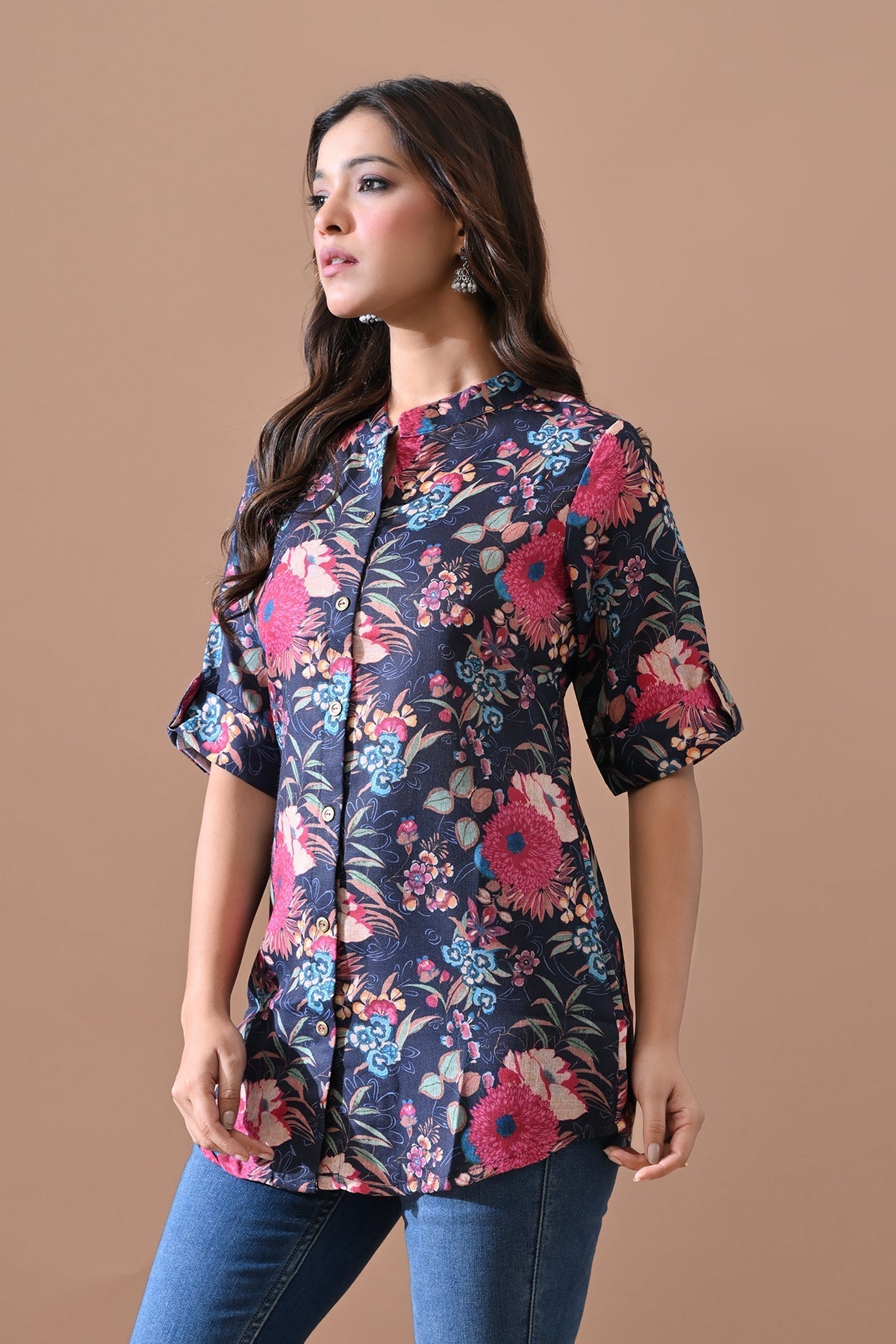Blue Floral Printed Top