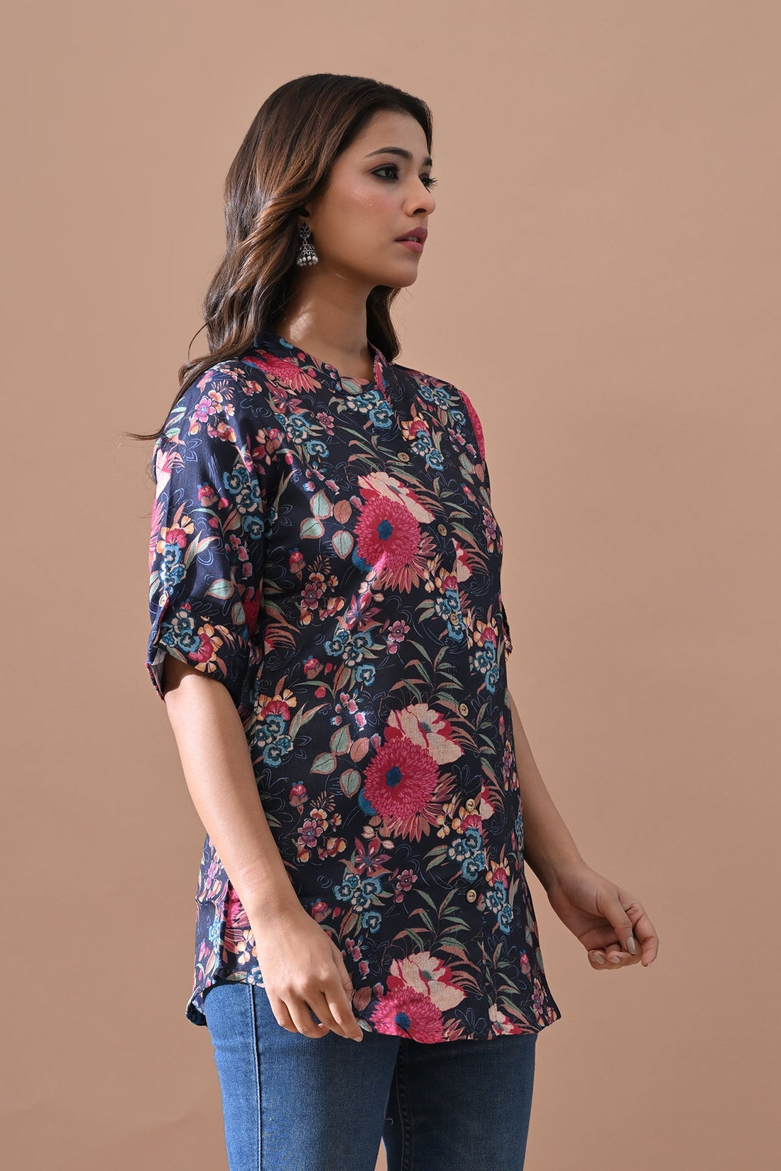 Blue Floral Printed Top