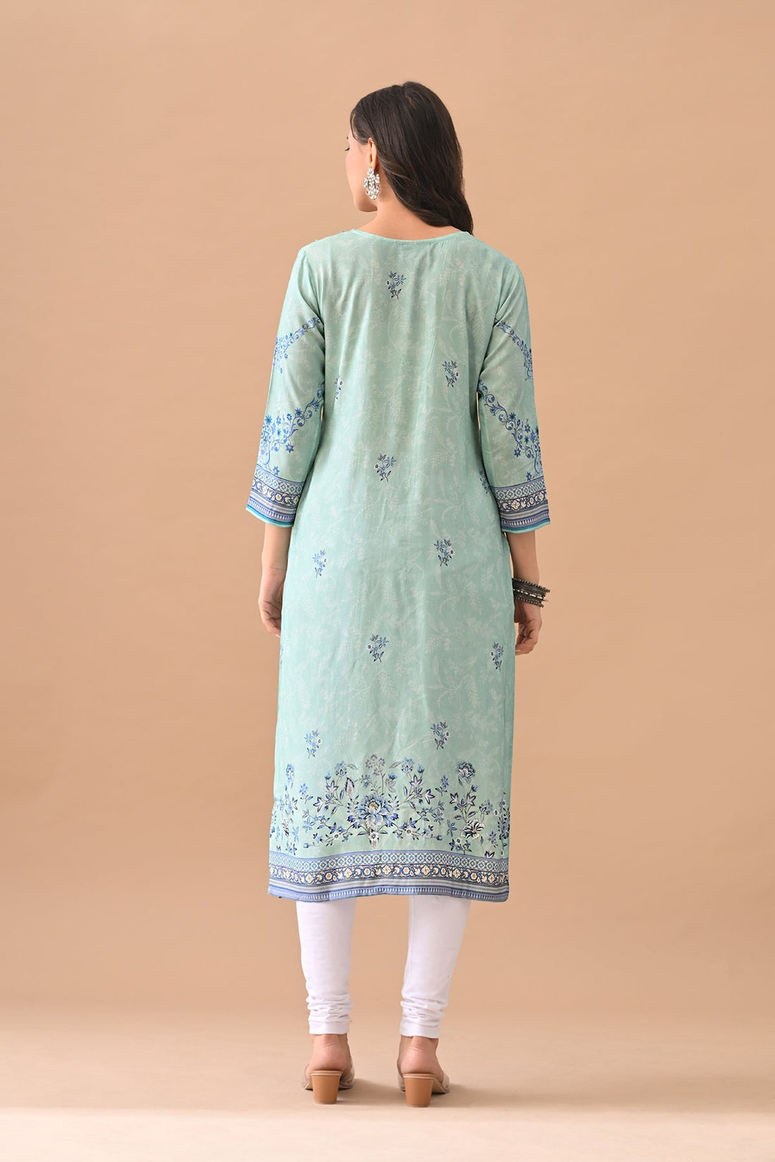 Green Printed Straight Kurta