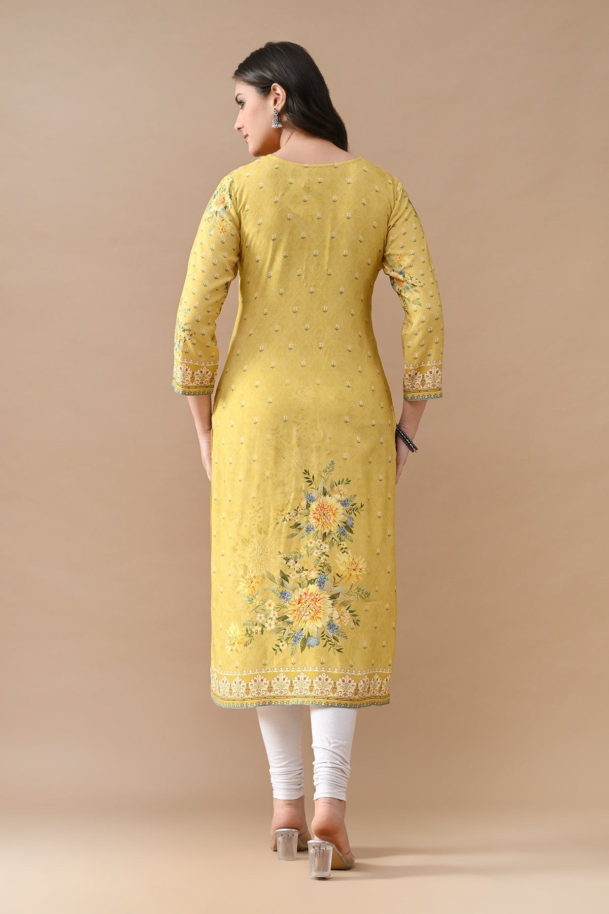 Green Printed Straight Kurta