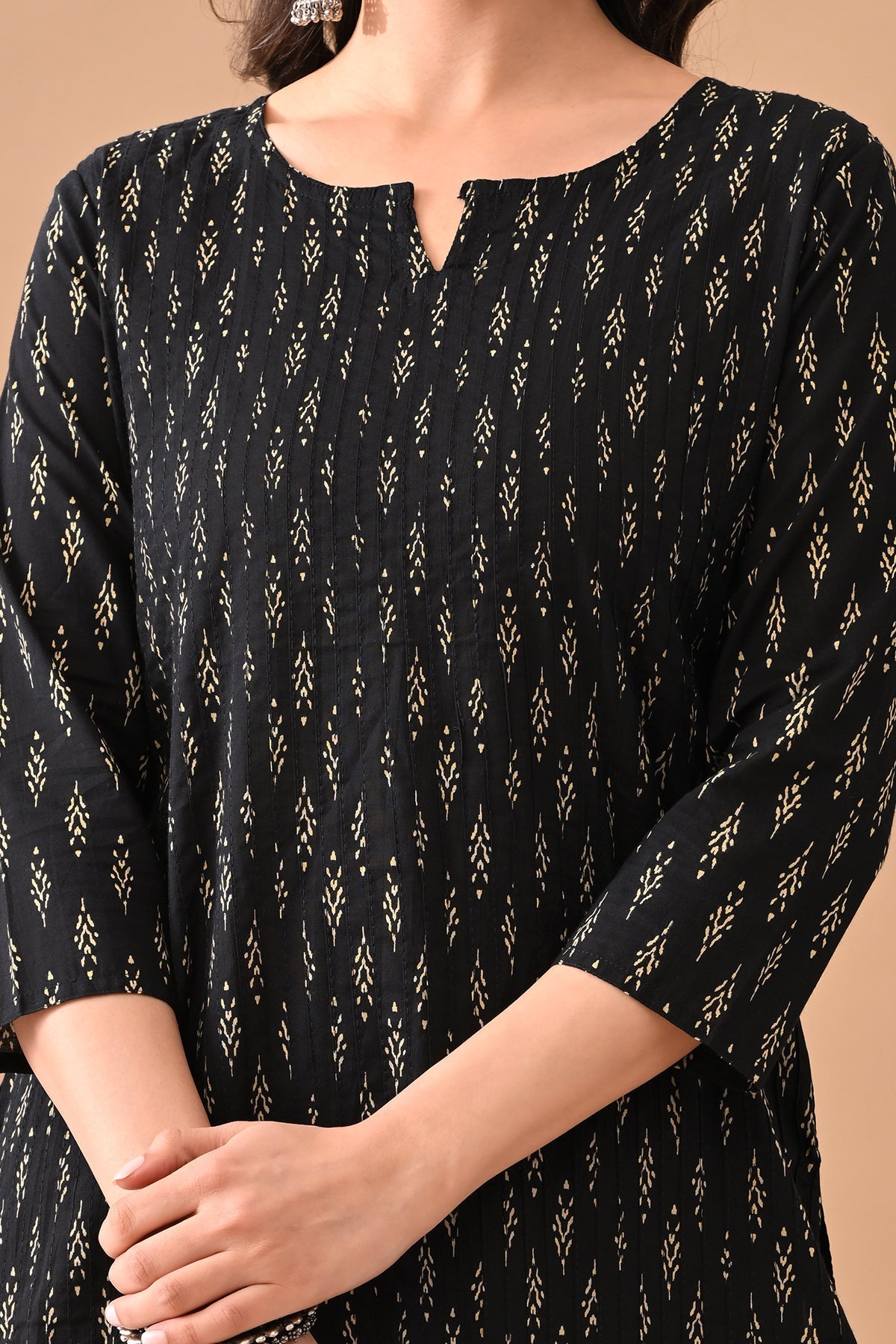 Black Printed Straight Kurta