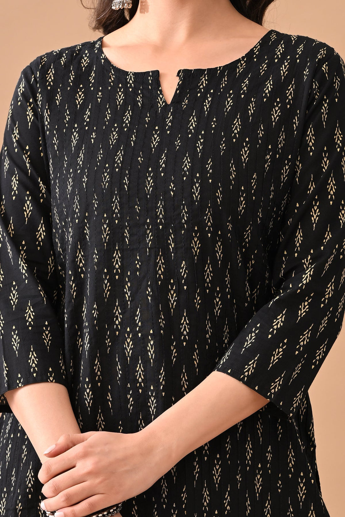 Black Printed Straight Kurta
